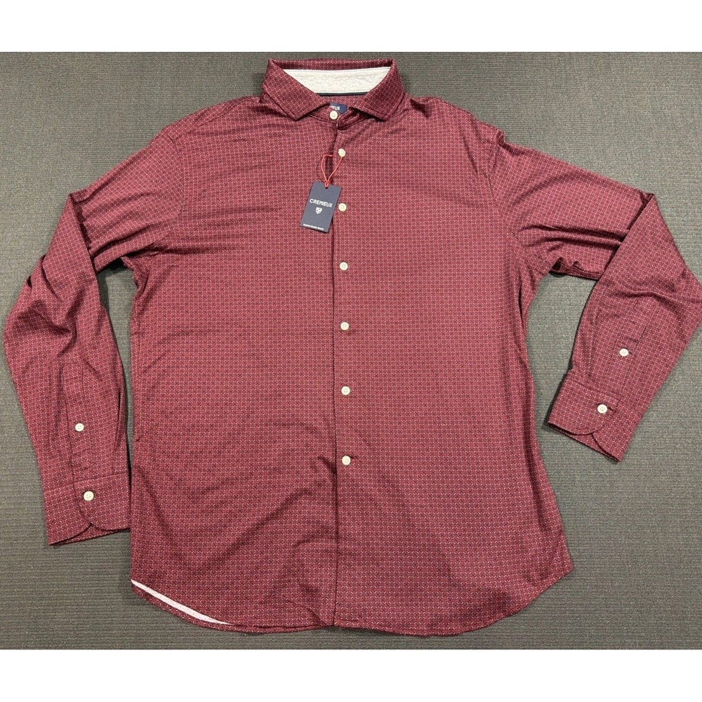 New Daniel Cremieux Shirt Mens XL Red Geometric Long Sleeve Button Up Cotton
